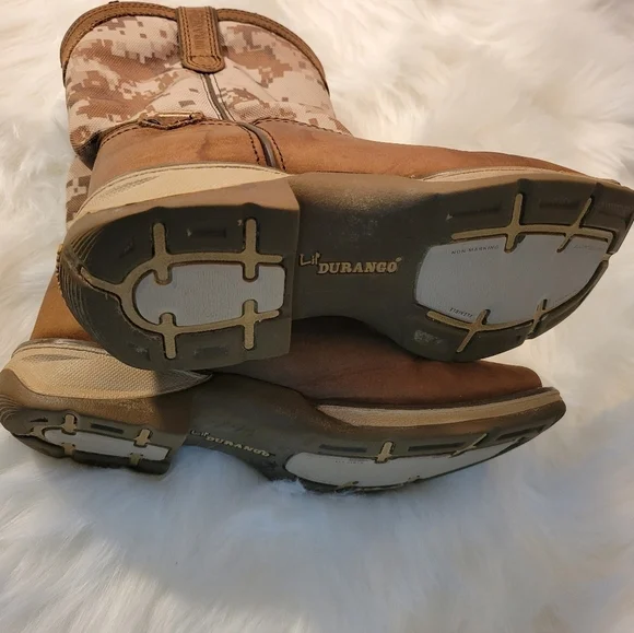 Durango Kids Brown and Camouflage Cowboy Boots 8" Tall Size3M - Picture 5 of 9